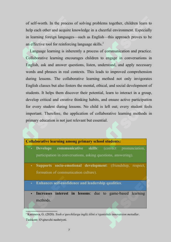 Assessing the impact of collaborative learning on English language skills among young learners. 7