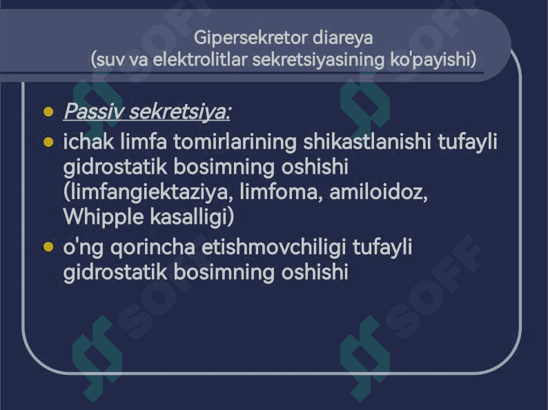 Diareya sindromli kasalliklarni differentsial diagnostikasi va davolash tamoyillari 2