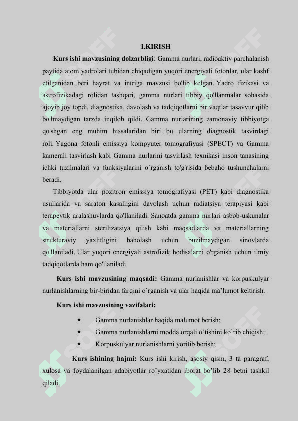 Gamma nurlanishlar kurs ishi 3