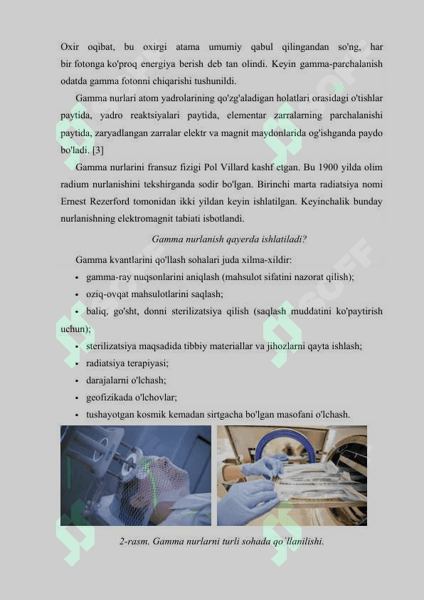 Gamma nurlanishlar kurs ishi 7