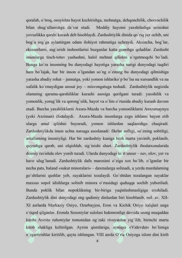 Zardushtiylik negizida vujudga kelgan Markaziy Osiyo tamadduni 8