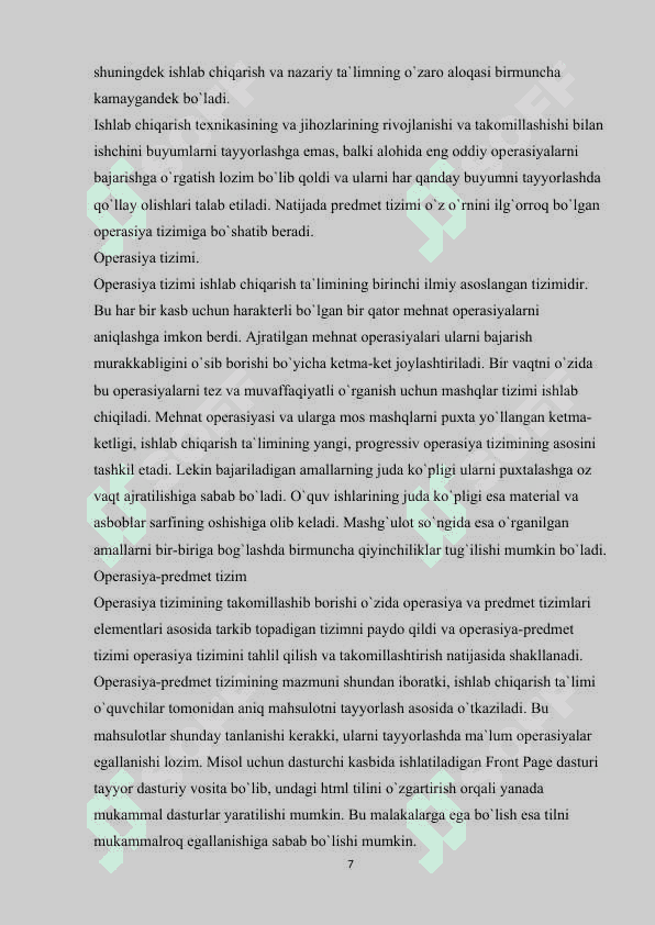 Ishlab chiqarish ta'limi tizimlarini o'rganish 7
