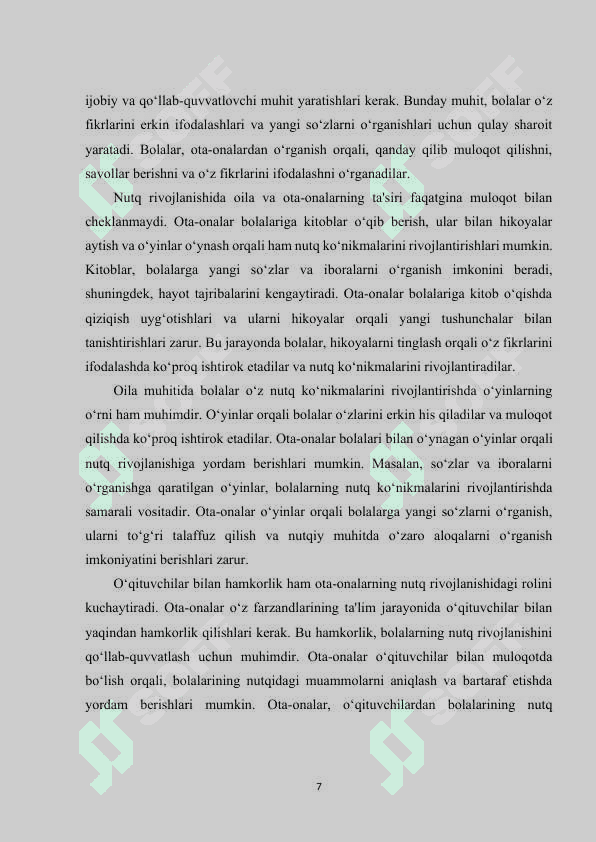 Nutq buzilishlari paydo bo‘lishida ijtimoiy omillarning ro‘li 7