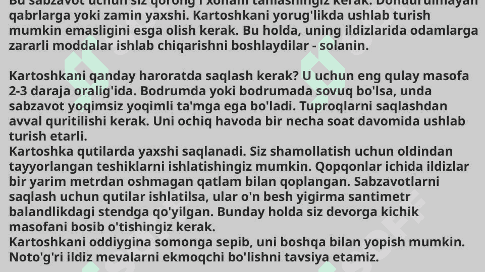 KARTOSHKANI SAQLASH 2