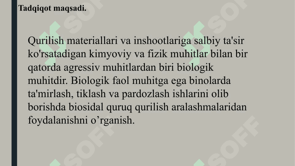 BIOSIDAL XUSUSIYATLARGA EGA QURUQ QURULISH ARALASHMALARIN  ISHLAB CHIQARISH 4