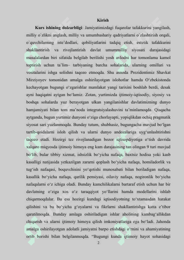 Aholini ijtimoiy qo‘llab-quvvatlashga berilayotgan e’tiborni kuchaytirish masalalari 2