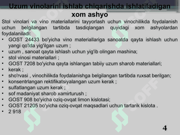 Vino texnologiyasi asoslariVino texnologiyasi asoslari 4