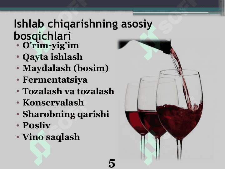 Vino texnologiyasi asoslariVino texnologiyasi asoslari 5