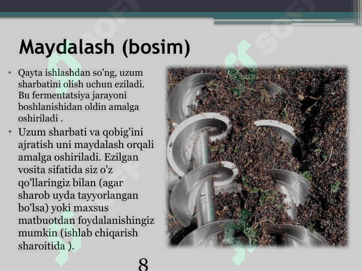 Vino texnologiyasi asoslariVino texnologiyasi asoslari 8