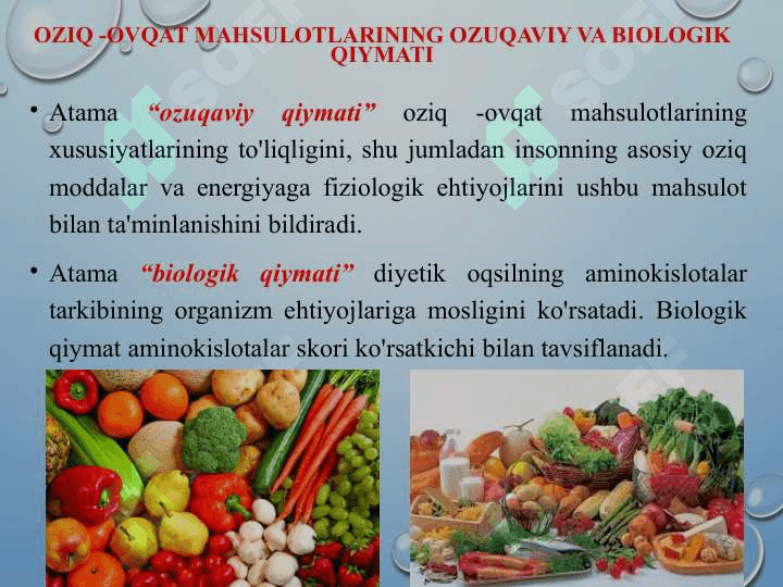 BIOLOGIK QIYMATI OSHIRILGAN OZIQ-OVQAT MAHSULOTLARI ISHLAB CHIQARISH FANIGA KIRISH 2
