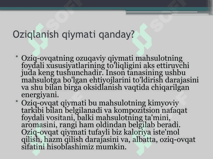 Qiymati oshirilgan oziq-ovqat mahsulaotlari ishlab chiqarish texnologiyasi faniga kirish 3