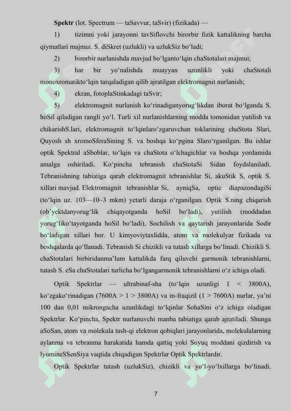 ATOMLARNING NURLANISH SI VA UNING TURLARI 7