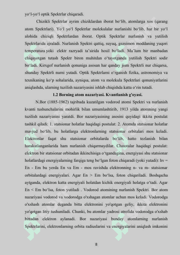 ATOMLARNING NURLANISH SPEKTRI VA UNING TURLARI 8