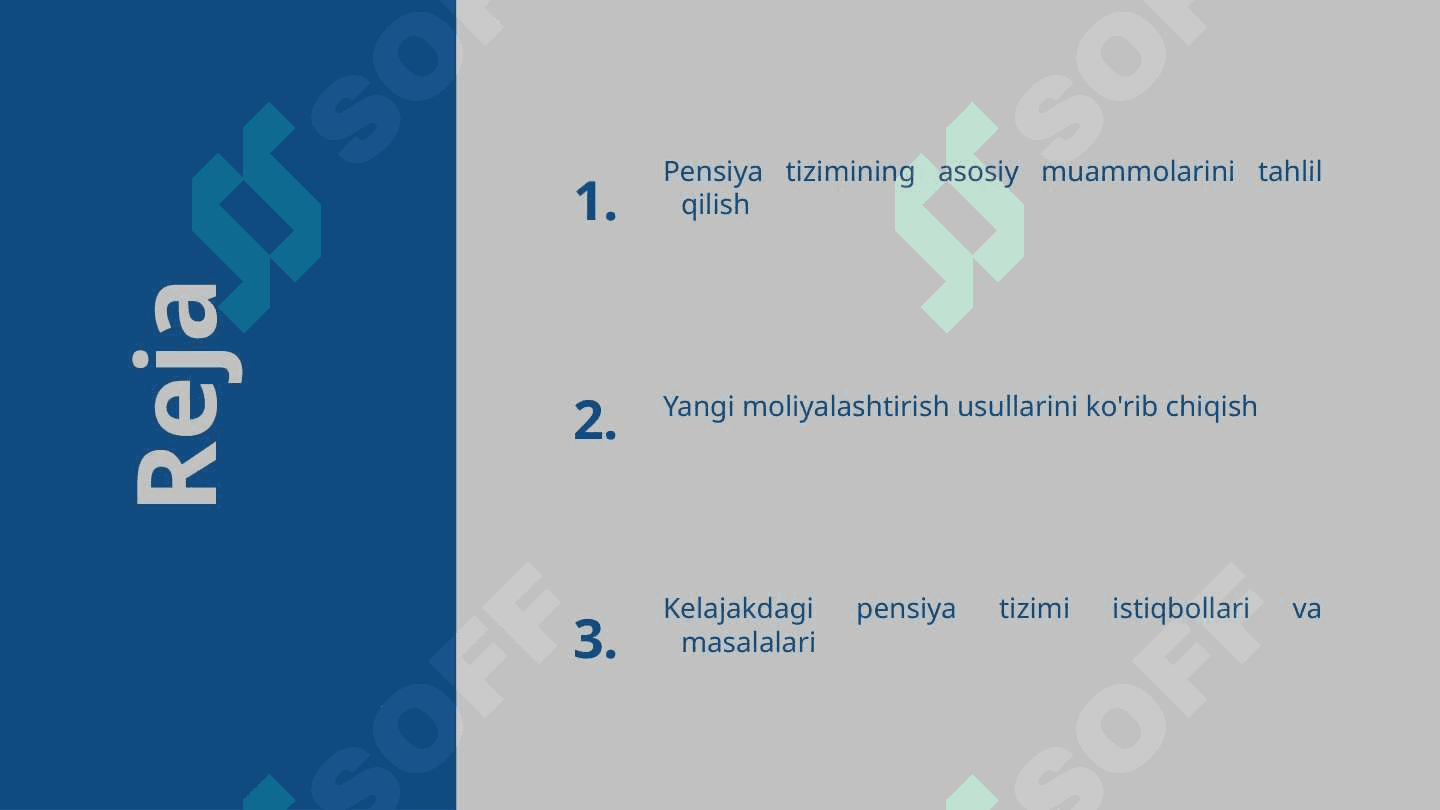 Pensiya tizimini isloh qilish va moliyalashtirish slayd 2