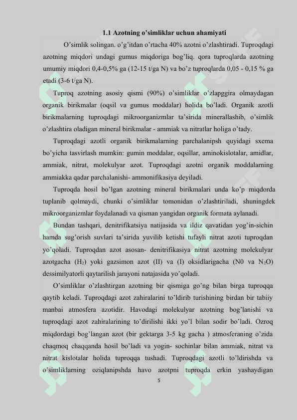 Azotni o'simlik hayotida tutgan o'rni 5