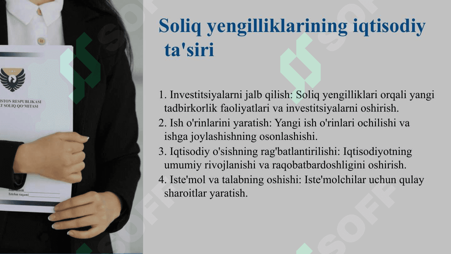 Soliq yengilliklari va ularning iqtisodiy rivojlanishdagi roli 4