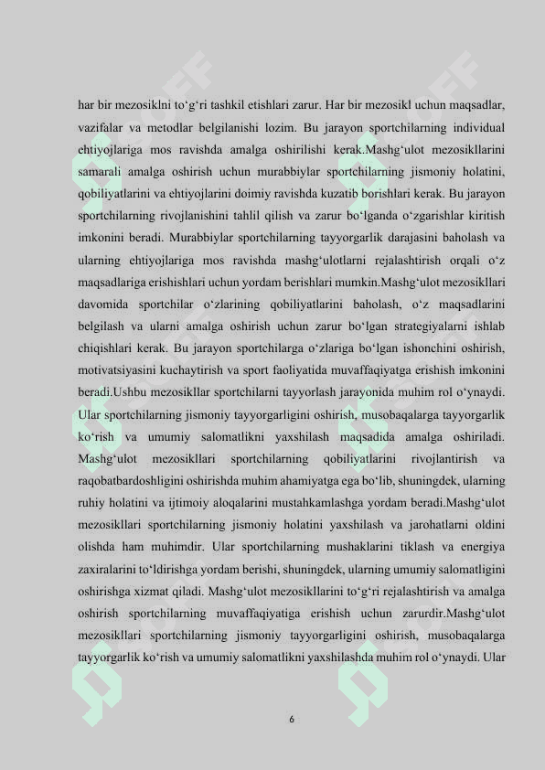 Mashg‘ulot mezosikllarini tuzilishi 6