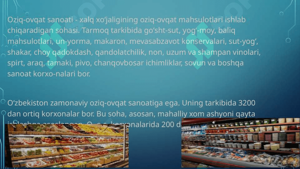 O’Zbekistonada oziq-ovqat sanoatiO’Zbekistonada oziq-ovqat sanoati 3