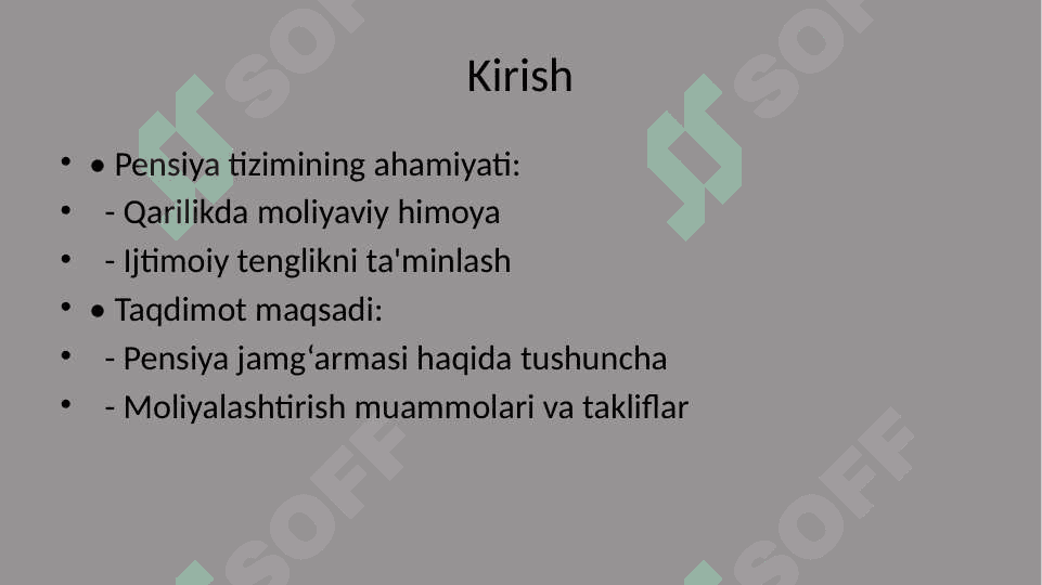 Pensiya jamg'armasining shakllanishi va moliyalashtirish manbalari slayd 2