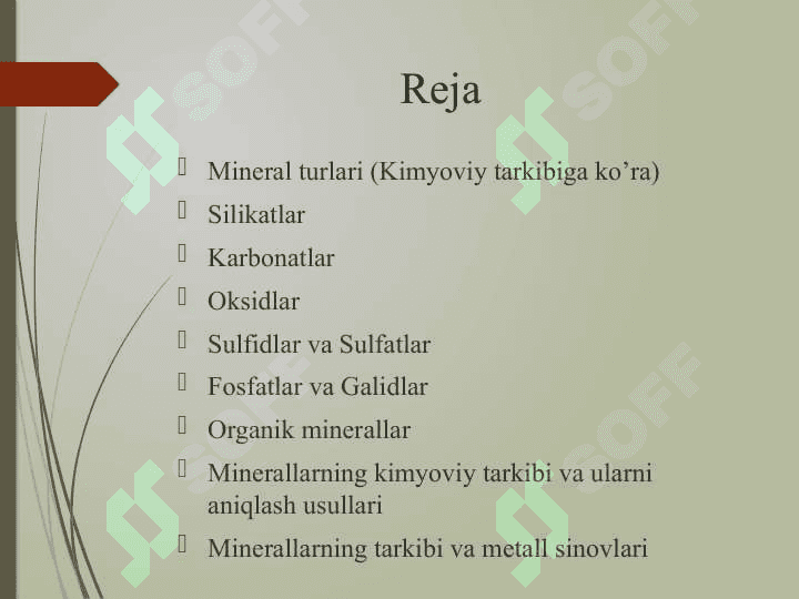Minerallarning kimyoviy tarkibi bo’yicha turlari 2