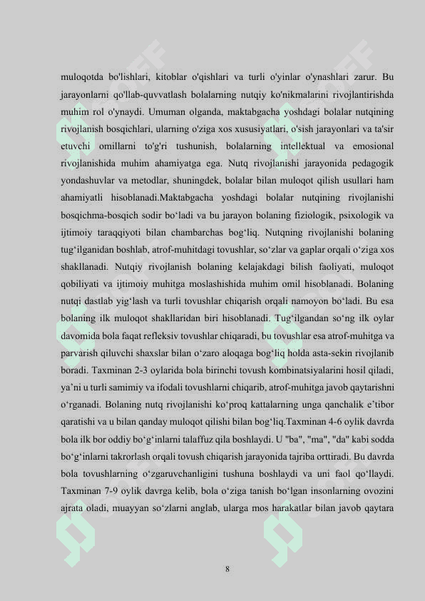 Maktabgacha taʼlim tashkilotlarida bolalar nutqini rivojlantirishni tashkil etish 8