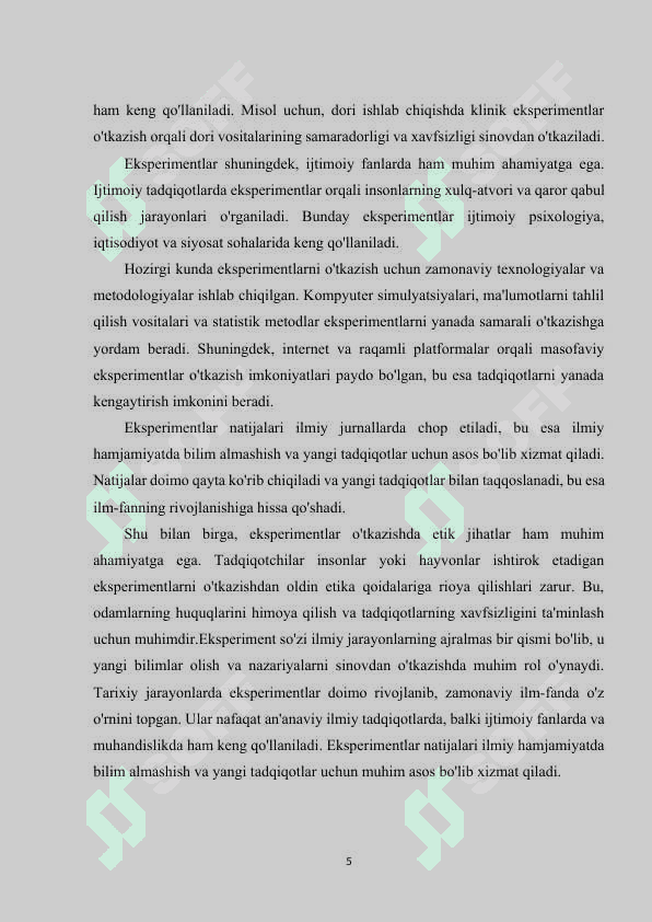 Eksperiment ilmiy tadqiqot metodi 5