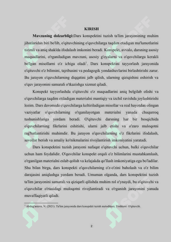 Dars konspektini tuzish 2