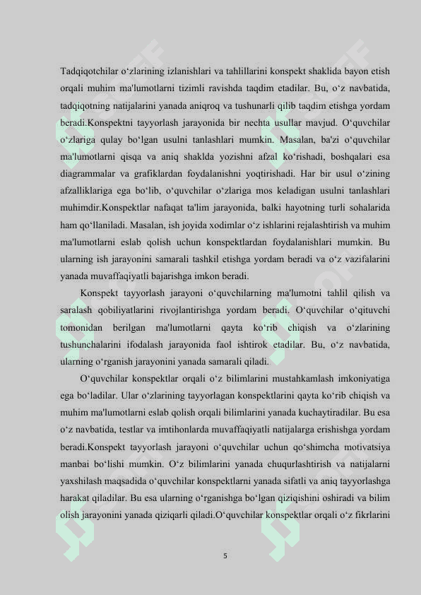Dars konspektini tuzish 5