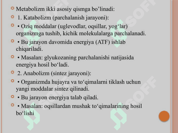 Moddalar almashinuvi va energiya almashinuvi. Tana haroratini boshqarilishi (TERMOREGULYATSIYA 4