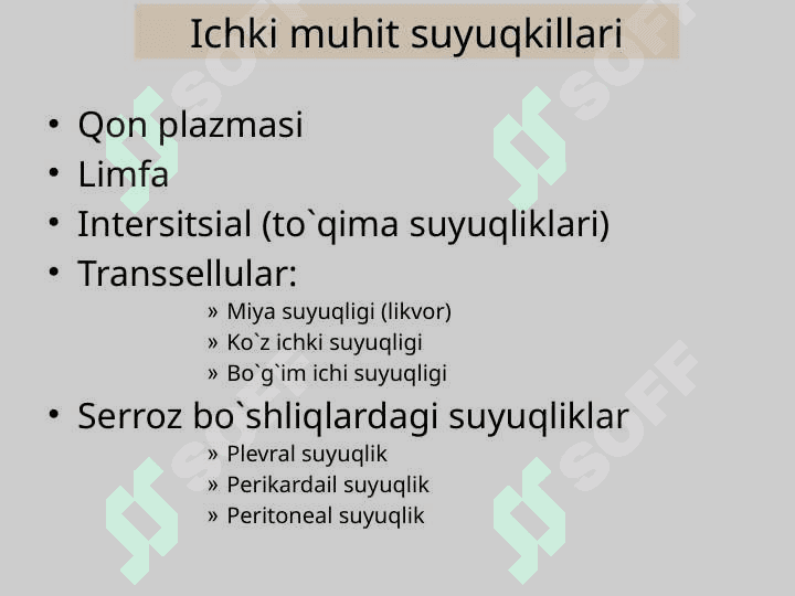 Organizmning biologik suyuqliklari. Qon fizik, kimyoviy xossalari 6