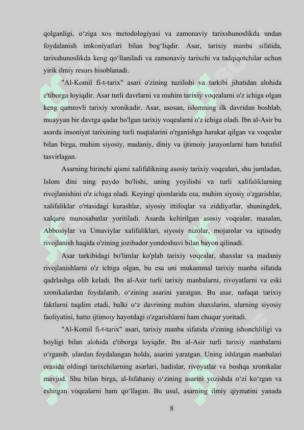 Al komil fi-t-tarix asarining manbaviy ahamiyati 8