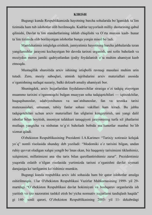 Arxiv hujjatlarini jamlash, hisobga olish, saqlash va ulardan foydalanish. 2
