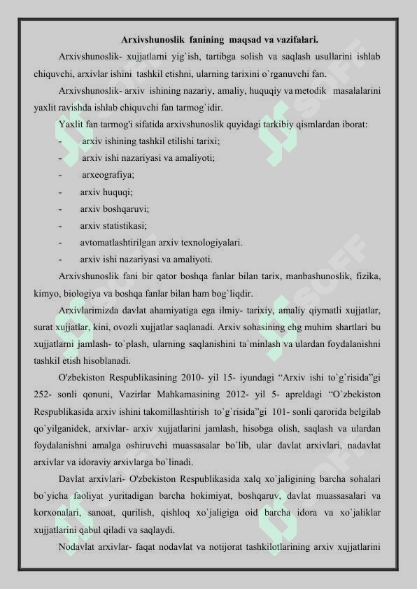 Arxiv hujjatlarini jamlash, hisobga olish, saqlash va ulardan foydalanish. 4