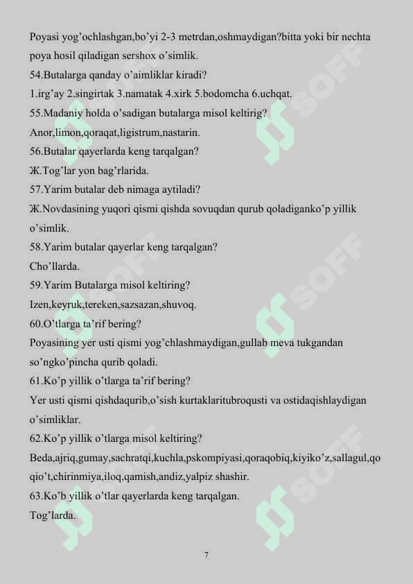 Botanika  fanidan 1600 ta savolga javob 7