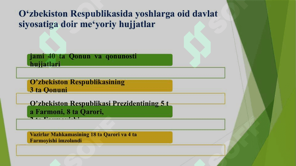 O‘zbekistonda yoshlarga oid davlat siyosati va asosiy mazmuni. Barkamol avlodni tarbiyalashning asosiy yo‘nalishlari 4