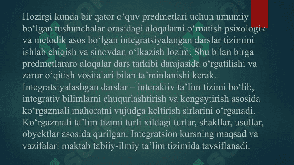 Mavzu:Boshlang‘ich sinflarda matematikadan integrativ oqitish samaradorligini oshirish omil sifatida 4