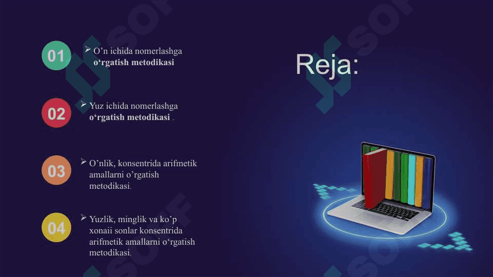 “O‘NLIK”, “YUZLIK” KONTSENTRIDA NOMERLASHGA O‘RGATISH METODIKASI. KONSENTRLARDA ARIFMETIKA AMALLAR BAJARISHGA O‘RGATISH. 2