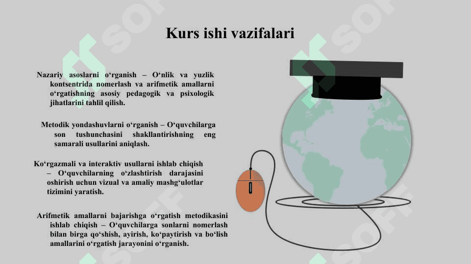 “O‘NLIK”, “YUZLIK” KONTSENTRIDA NOMERLASHGA O‘RGATISH METODIKASI. KONSENTRLARDA ARIFMETIKA AMALLAR BAJARISHGA O‘RGATISH. 4