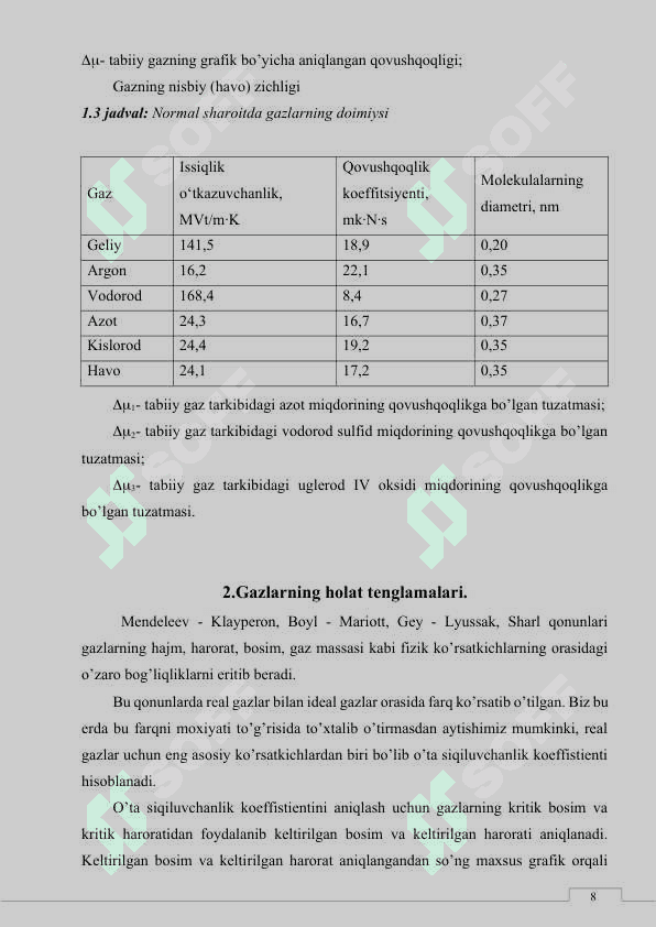 Tabiiy gazni nordon komponentlardan tozalashda absorber qurilmasi hisobi 8