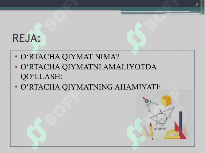 O‘RTACHA QIYMAT TUSHUNCHASI 2
