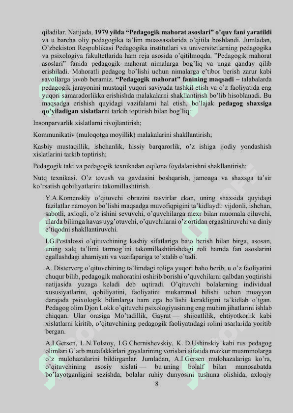 PEDAGOG KASBINING JAMIYATDAGI OʻRNI 8