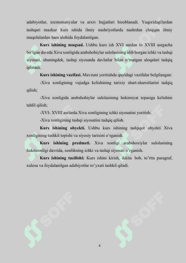 XIVA XONLIGI ARABSHOXIYLAR SULOLASINING HUKMRONLIGI DAVRIDA 4