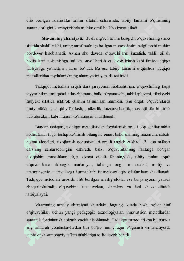 Boshlang‘ich ta’limda tabiiy fanlar sohasidagi tadqiqot metodlari 4