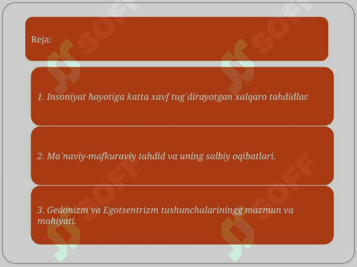 G‘OYAVIY TAHDIDLARNING YO‘NALISHLARI 2
