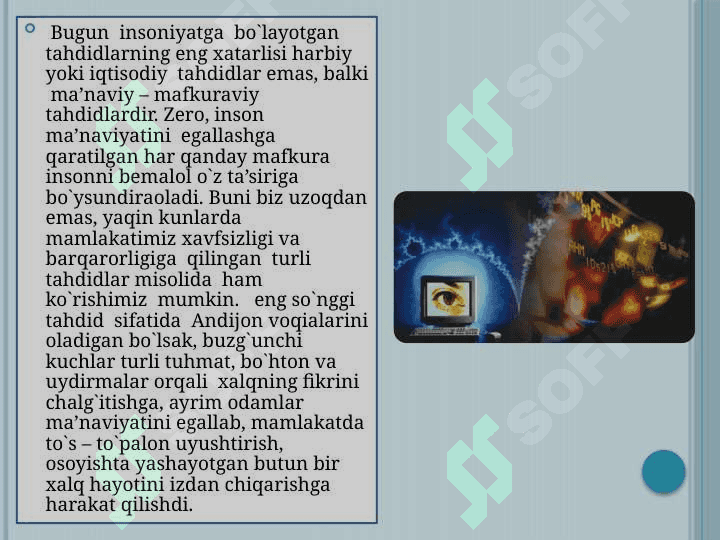 G‘oyaviy tahdidlarning yo‘nalishlari2 7
