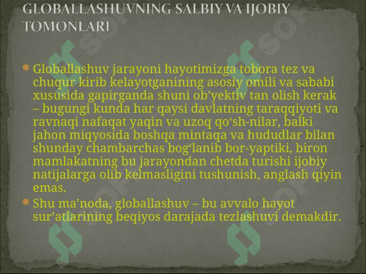 Globallashuvning salbiy va ijobiy tomonlari 3