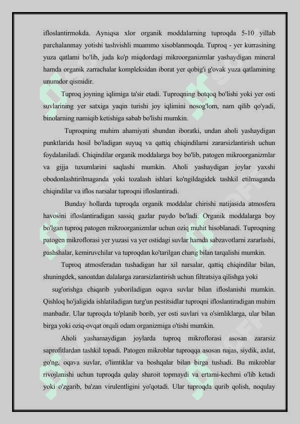 AXOLI TURAR JOYLARIDA TUPROQ  VA UNI IFLOSLANTIRUVCHI MANBALAR 4