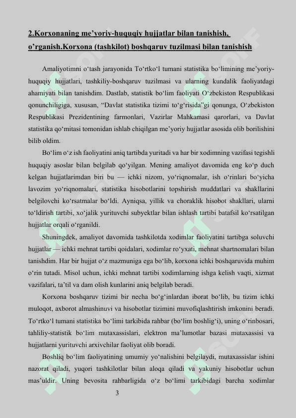 statistika  MALAKAVIY AMALIYOT (BITIRUV OLDI)  Qoraqalpog‘iston Respublikasi To‘rtko‘l tumani statistika bo‘limi 6