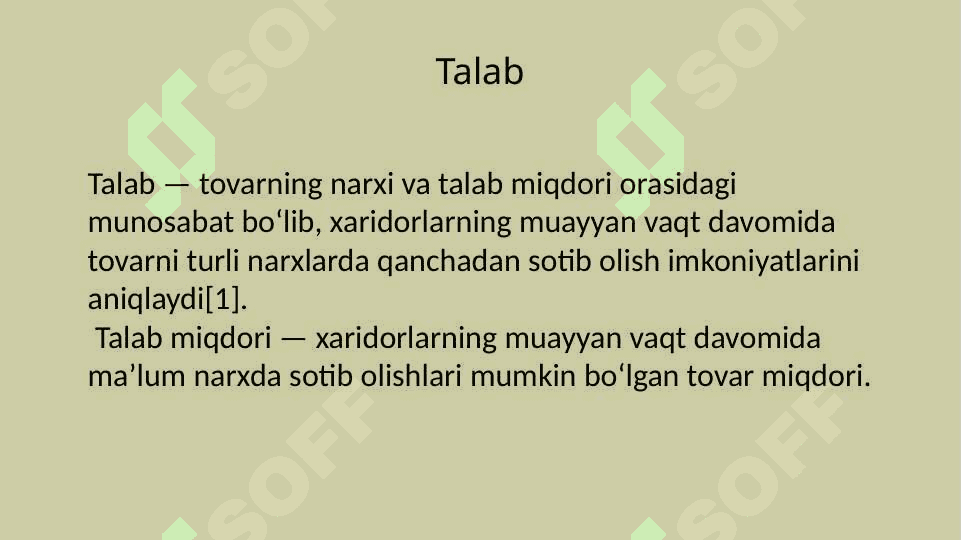YALPI TALAB VA YALPI TAKLIF.  ISTE'MOL 3