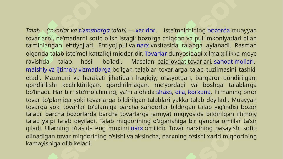 YALPI TALAB VA YALPI TAKLIF.  ISTE'MOL 4